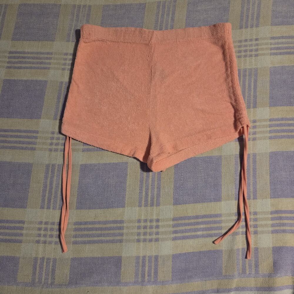 Vintage Terry Cloth Shorts Womens Small Pink Towel 70s 80s Sweats Ruched Just Ms